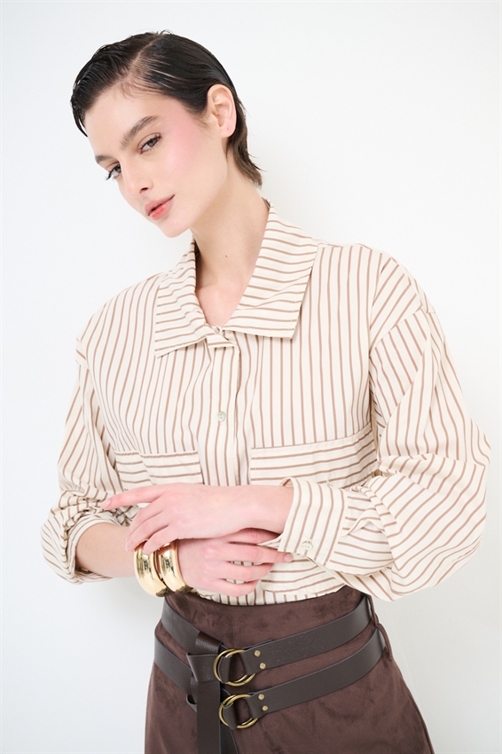 CAMICIA RIGATA CON TASCONI E NODO BURRO