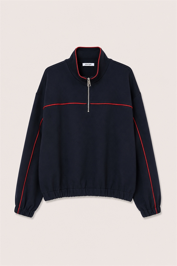FELPA PIPING MEZZA ZIP