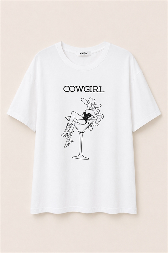 T-SHIRT REGULAR CON STAMPA COWGIRL