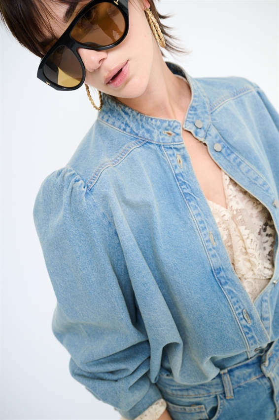 GIACCA CAMICIA CON COLLETTO E INCRESPATURA CARRE