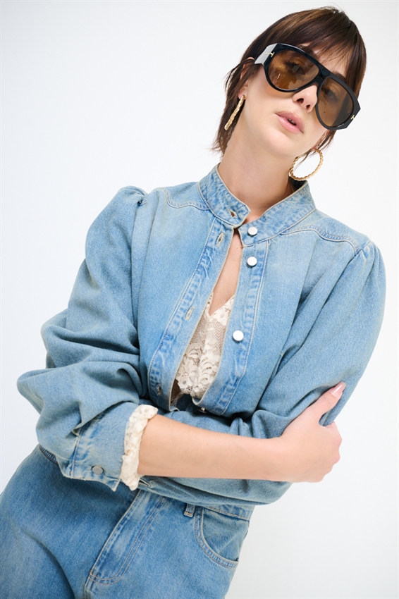 GIACCA CAMICIA CON COLLETTO E INCRESPATURA CARRE