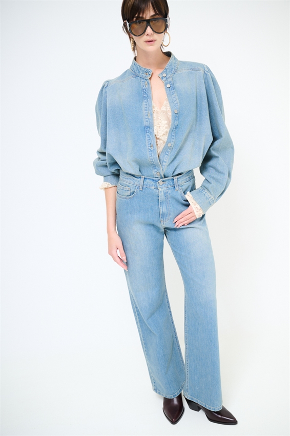 GIACCA CAMICIA CON COLLETTO E INCRESPATURA CARRE