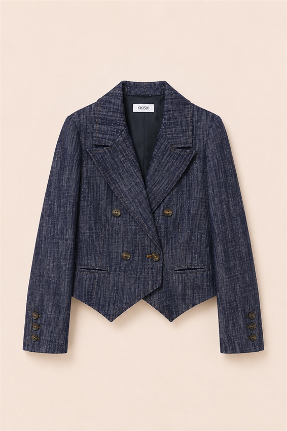 GIACCA CROP IN DENIM DOPPIOPETTO