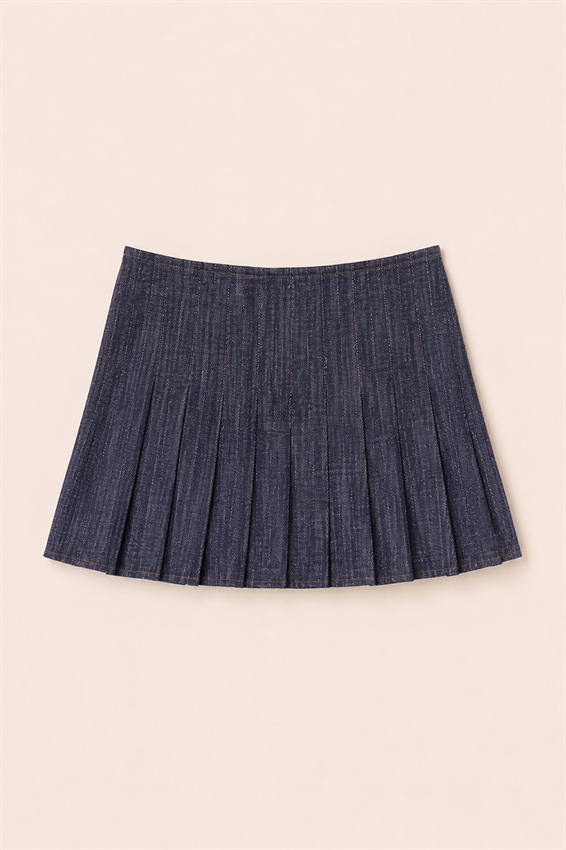 MINIGONNA A PIEGHE IN DENIM