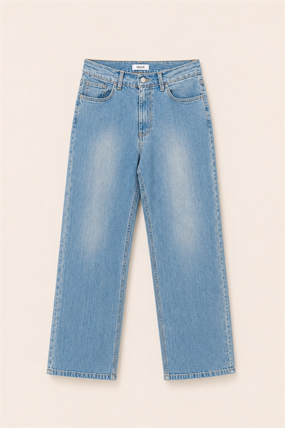 JEANS STRAIGHT FIT A VITA ALTA CON BAFFI