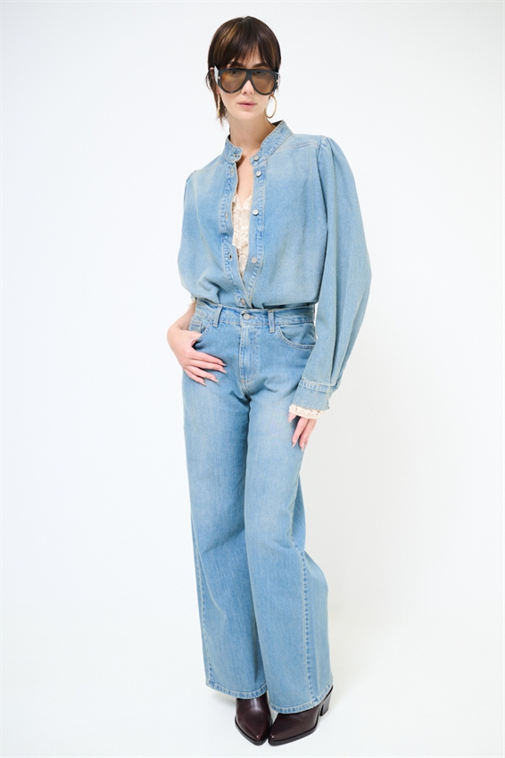 JEANS STRAIGHT FIT A VITA ALTA CON BAFFI