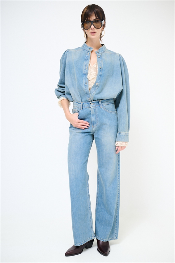JEANS STRAIGHT FIT A VITA ALTA CON BAFFI