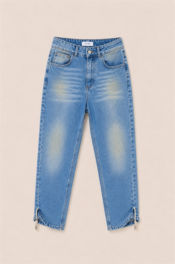 JEANS SABBIATO CON LACCI STRASS FONDO