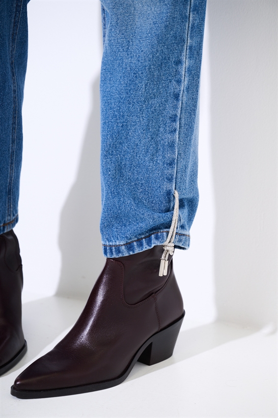 JEANS SABBIATO CON LACCI STRASS FONDO