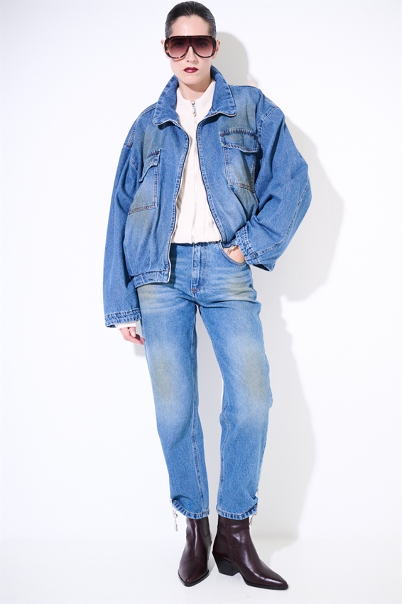 JEANS SABBIATO CON LACCI STRASS FONDO