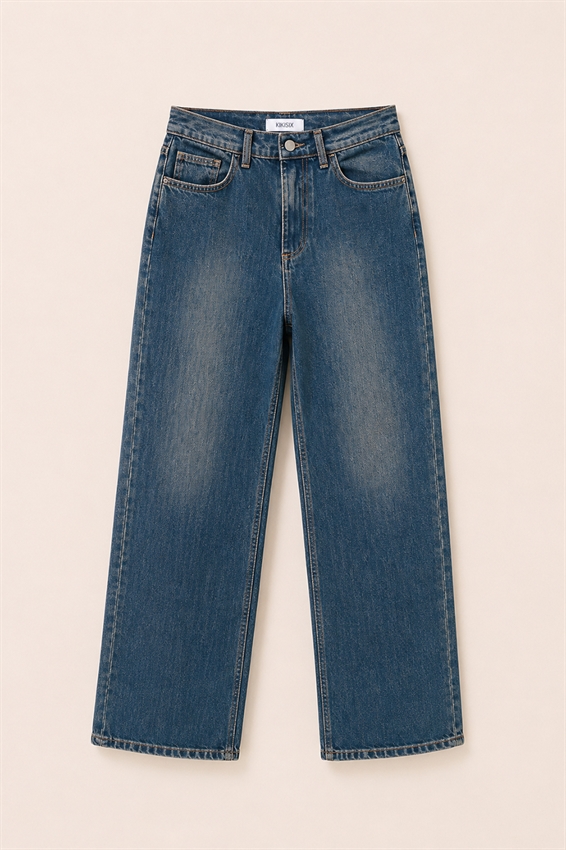 JEANS WIDE LEG COMFORT VITA MEDIA SABBIATO