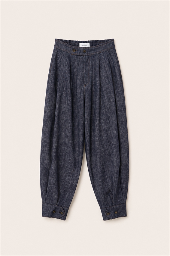PANTA BALOON IN DENIM CON BOTTONI FONDO