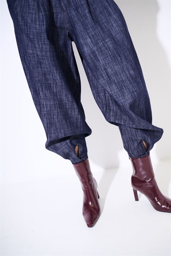 PANTA BALOON IN DENIM CON BOTTONI FONDO