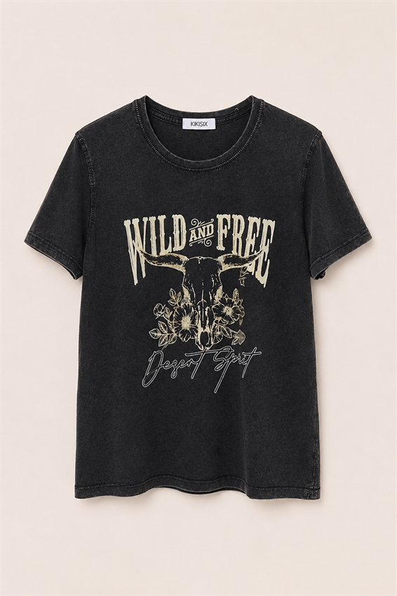 T-SHIRT REGULAR CON STAMPA WILD AND FREE