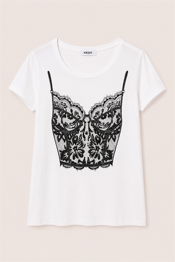 T-SHIRT SLIM CON STAMPA BUSTINO