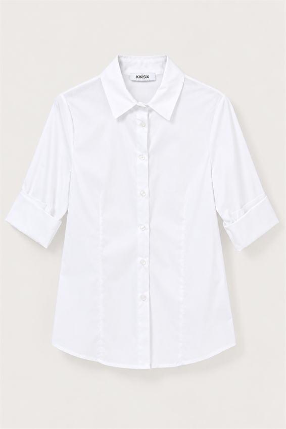 CAMICIA SLIM IN POPELINE CON PINCES