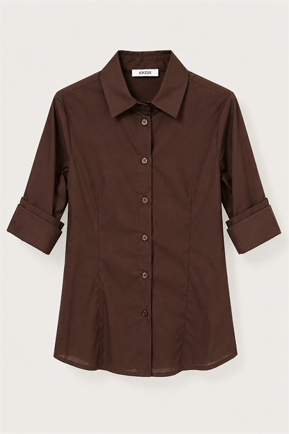 CAMICIA SLIM IN POPELINE CON PINCES