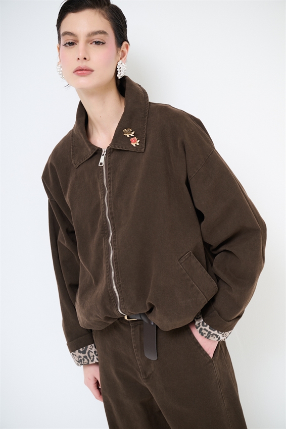 BOMBER OVERSIZE CON FONDO MACULA E SPILLE MORO