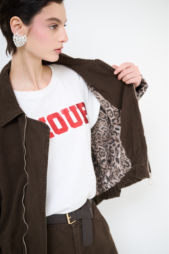 BOMBER OVERSIZE CON FONDO MACULA E SPILLE MORO