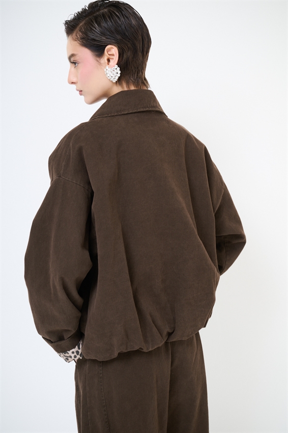 BOMBER OVERSIZE CON FONDO MACULA E SPILLE MORO