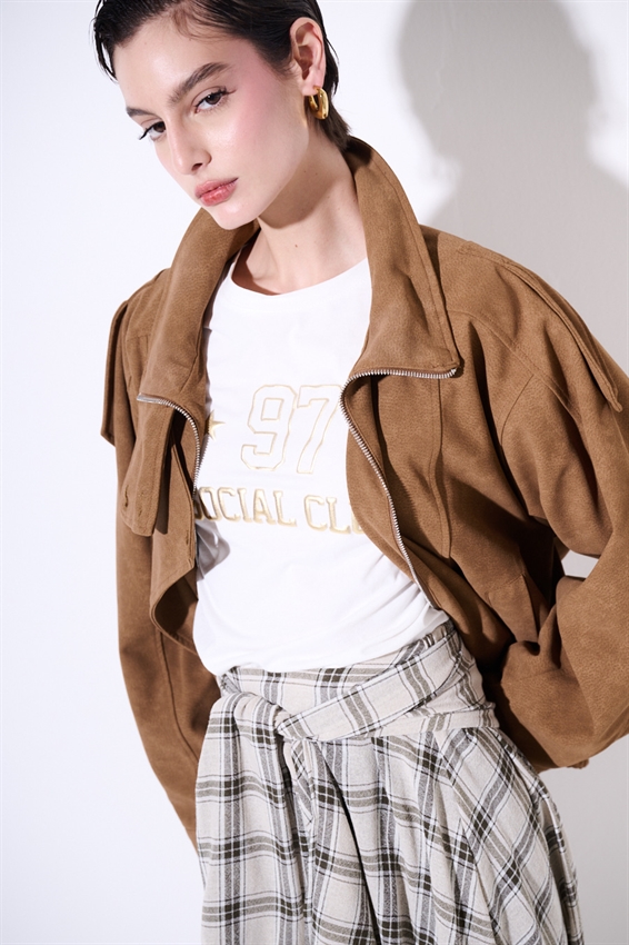 BOMBER OVER CROSTA CON COLLO ALTO TABACCO