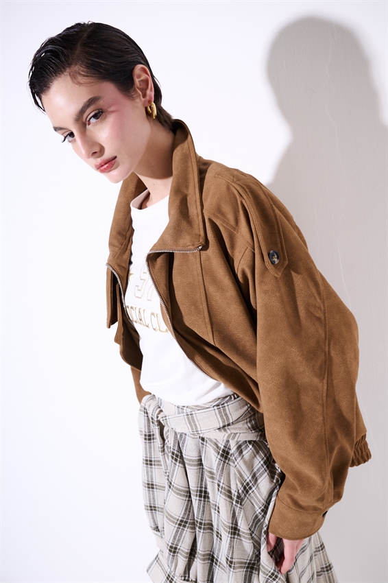 BOMBER OVER CROSTA CON COLLO ALTO TABACCO