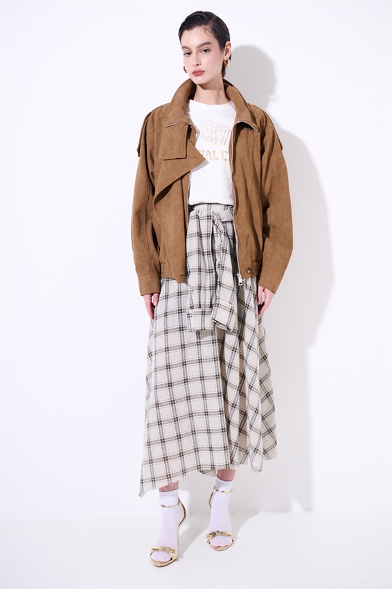 BOMBER OVER CROSTA CON COLLO ALTO TABACCO