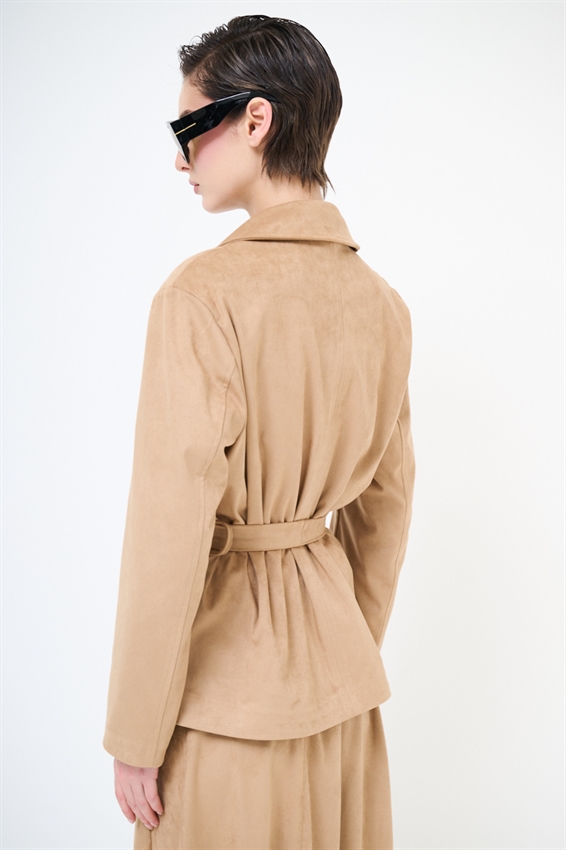 GIACCA IN SUEDE CON CINTURA CAMMELLO