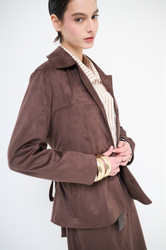 GIACCA IN SUEDE CON CINTURA MORO