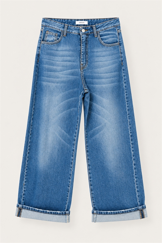 JEANS RISVOLTO CON ROTTURE