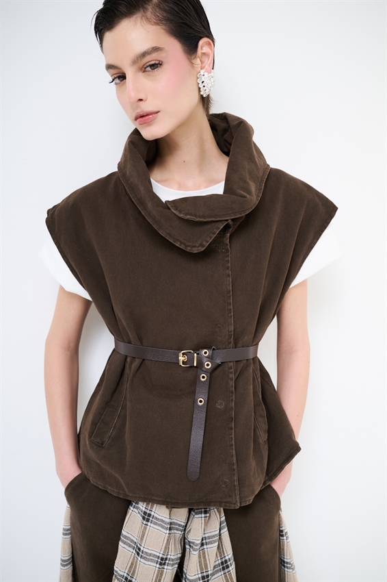 GILET COLLO AMPIO + CINTURA MORO
