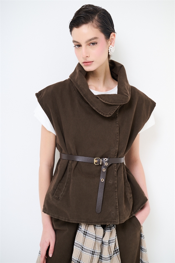 GILET COLLO AMPIO + CINTURA MORO