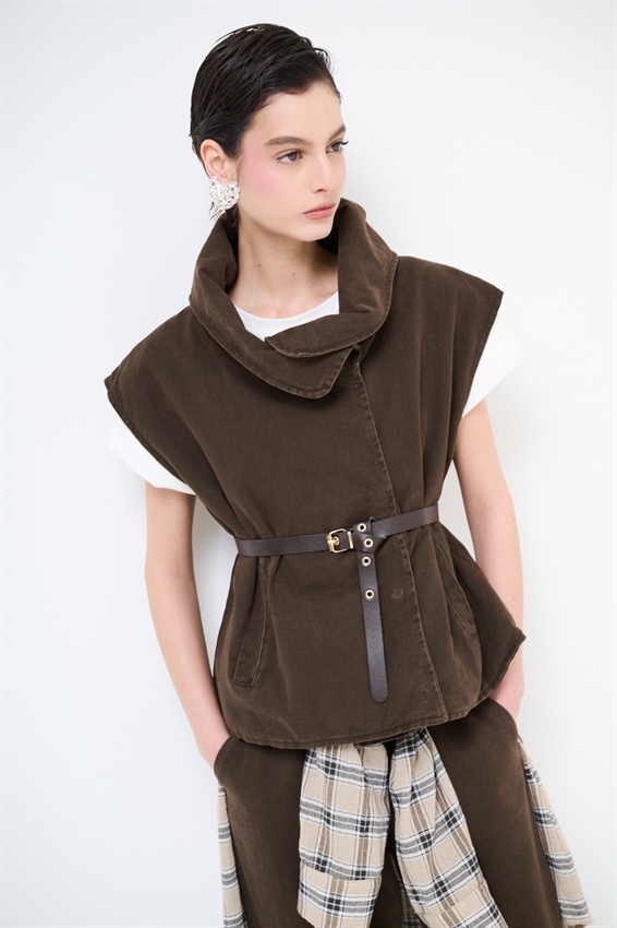 GILET COLLO AMPIO + CINTURA MORO