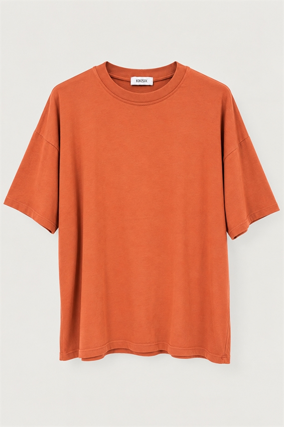 T-SHIRT OVER CON SPALLA SCESA RUGGINE