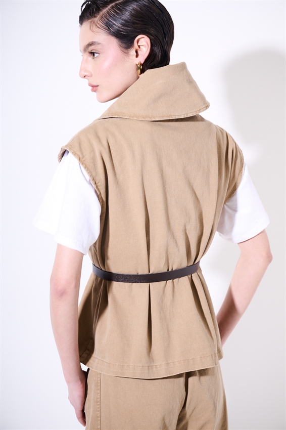 GILET COLLO AMPIO + CINTURA SABBIA