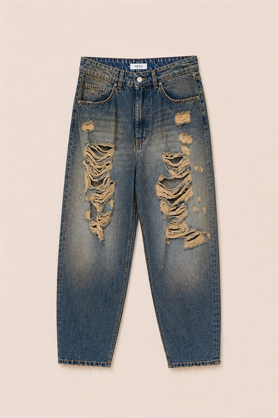 JEANS BAGGY SABBIATO CON ROTTURE