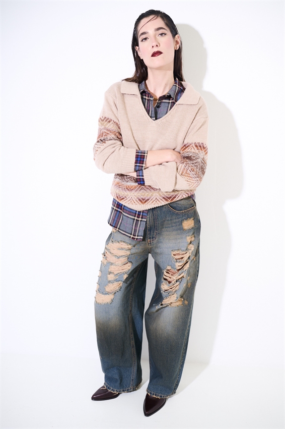 JEANS BAGGY SABBIATO CON ROTTURE