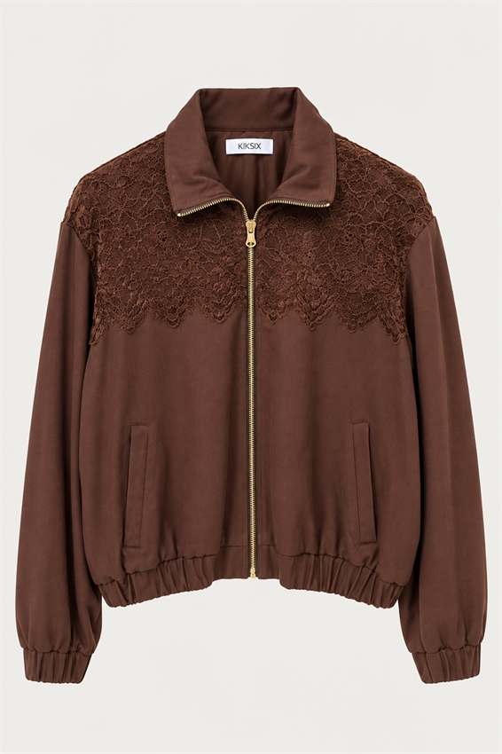 BOMBER CON ZIP E INSERTO PIZZO