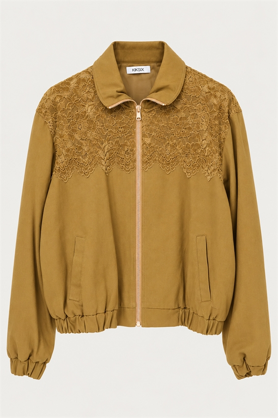 BOMBER CON ZIP E INSERTO PIZZO