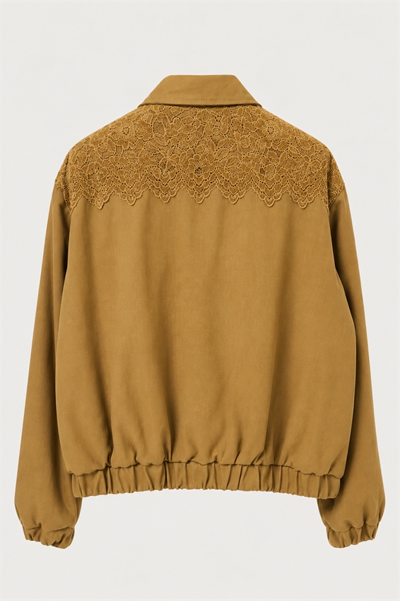BOMBER CON ZIP E INSERTO PIZZO