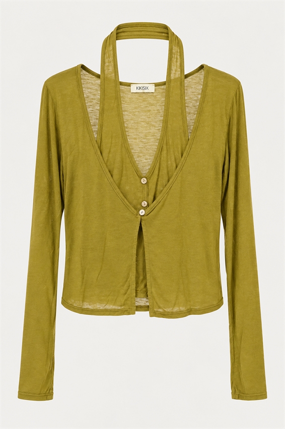 SET TOP+CARDIGAN MISTO CASHMERE