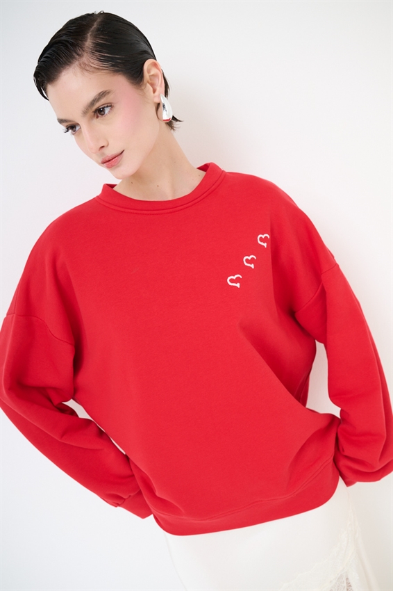 FELPA BASIC PARICOLLO RICAMO TETRIS DT. ROSSO