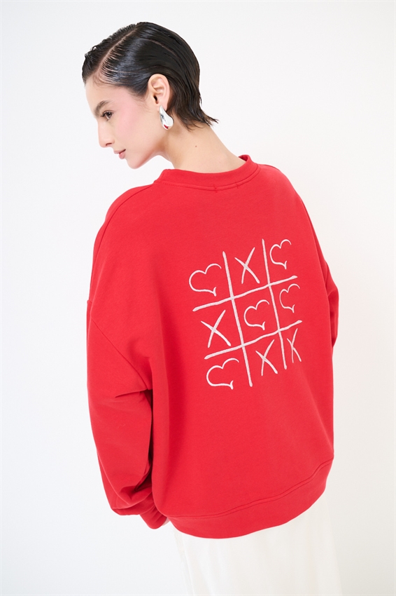 FELPA BASIC PARICOLLO RICAMO TETRIS DT. ROSSO