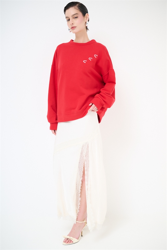 FELPA BASIC PARICOLLO RICAMO TETRIS DT. ROSSO