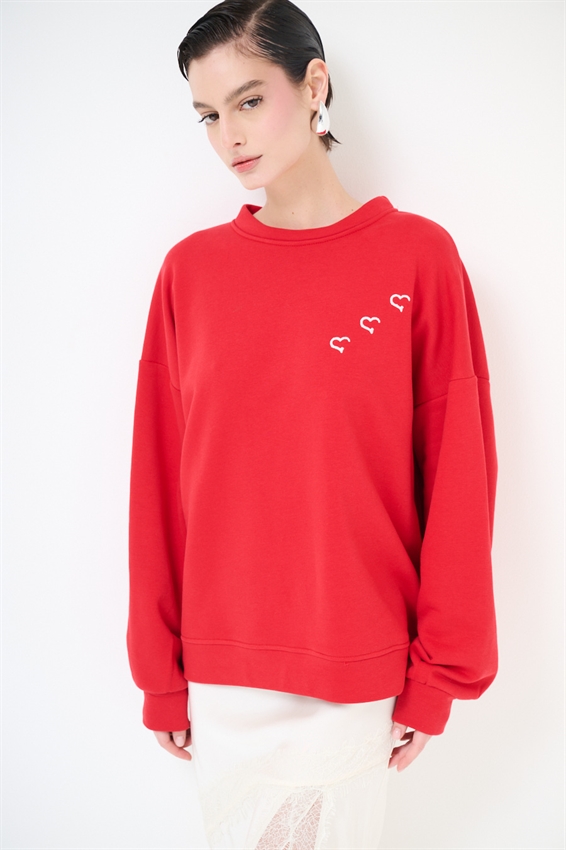 FELPA BASIC PARICOLLO RICAMO TETRIS DT. ROSSO