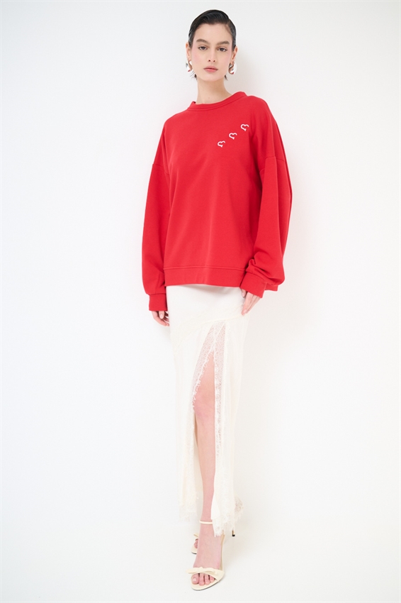 FELPA BASIC PARICOLLO RICAMO TETRIS DT. ROSSO