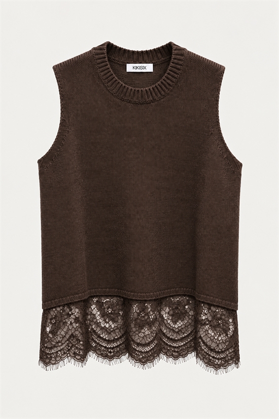 GILET PARICOLLO CON FONDO PIZZO