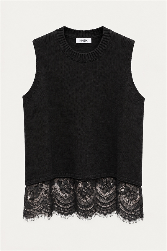 GILET PARICOLLO CON FONDO PIZZO