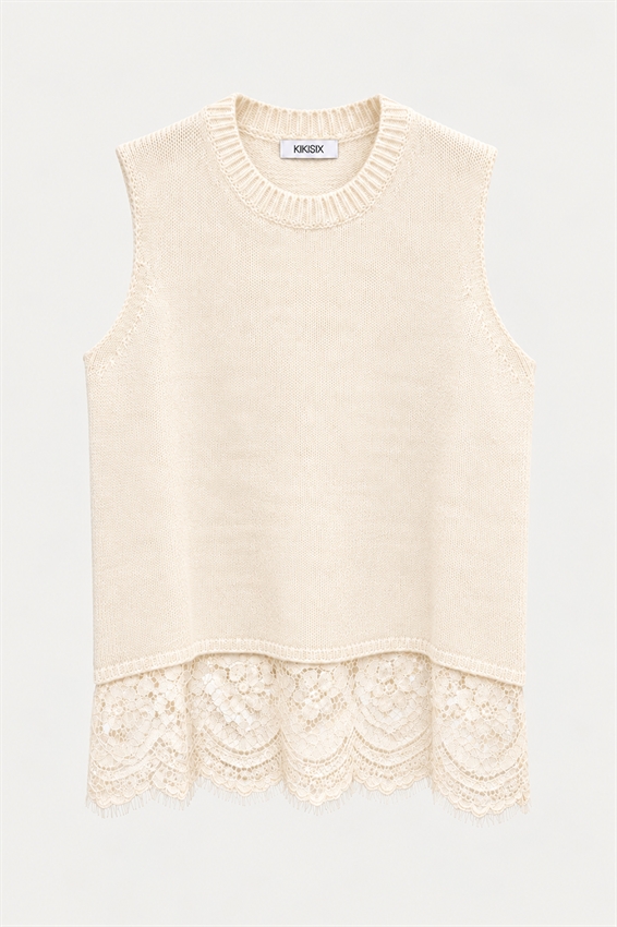 GILET PARICOLLO CON FONDO PIZZO