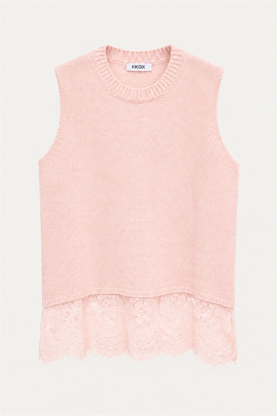 GILET PARICOLLO CON FONDO PIZZO